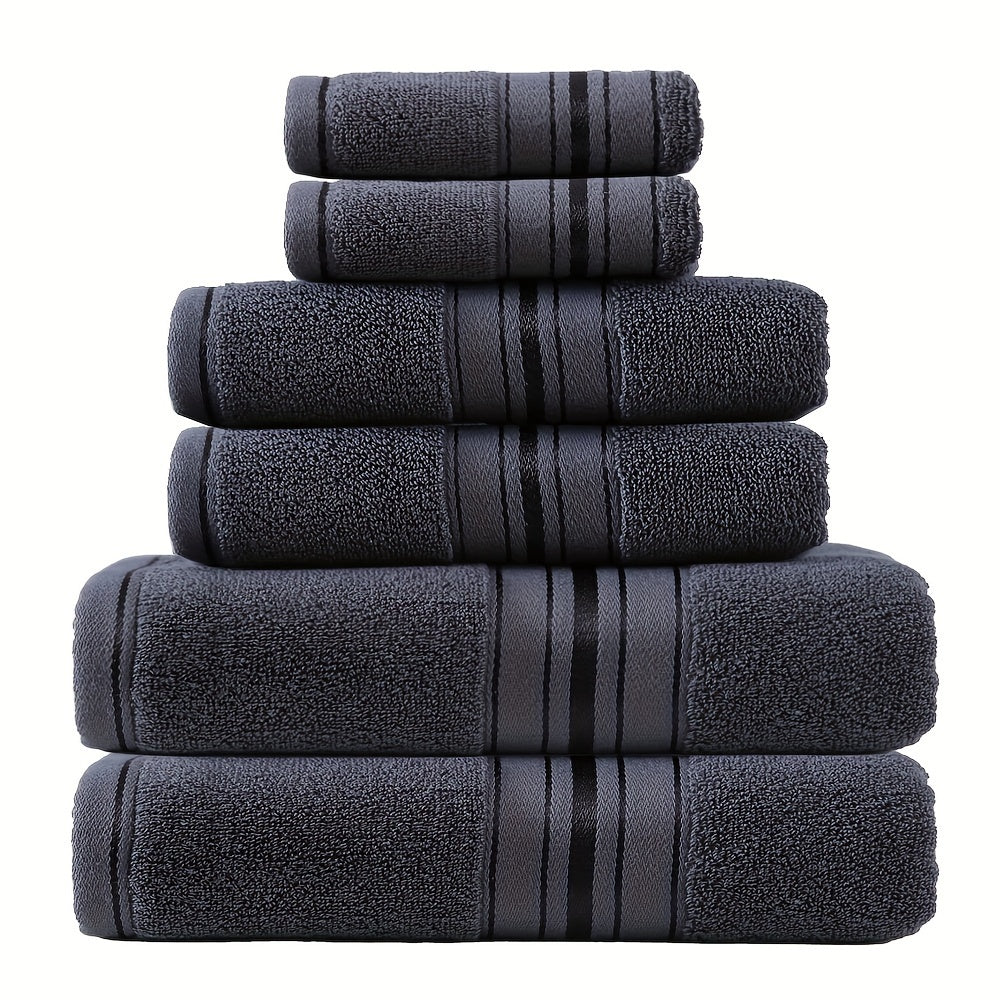 Set of 6 Absorbent Cotton Bath Towels for Spa Hotel Bathroom Use