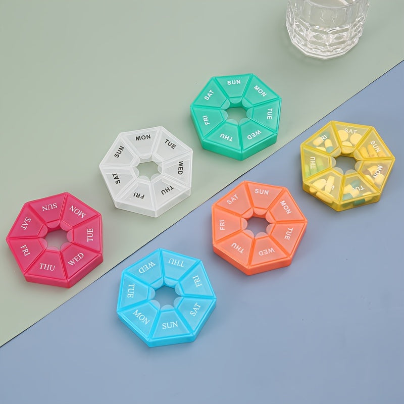 Women's Polypropylene Weekly Pill Organizer Compact 7-Compartment Multi-Color