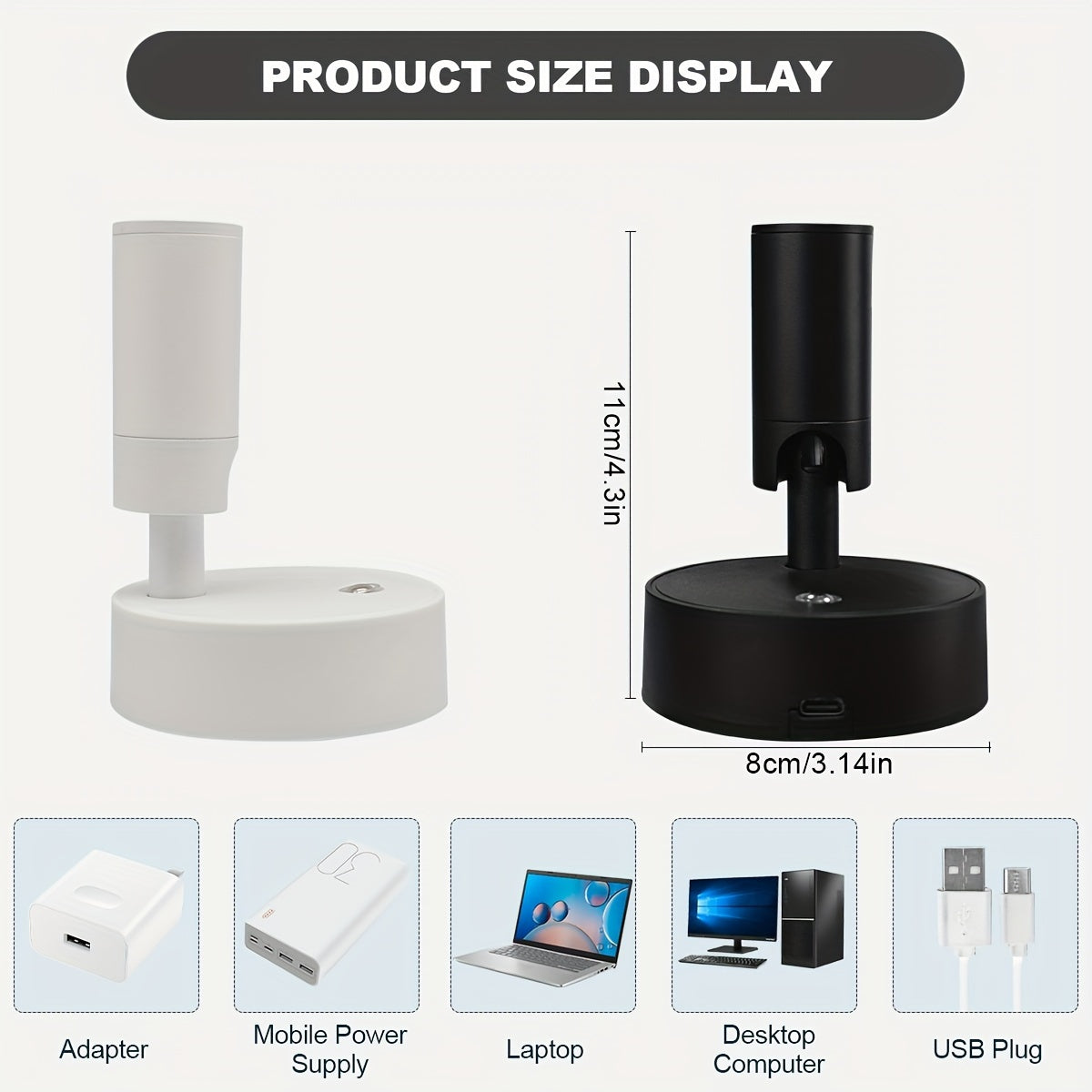 LED Spotlight with 3-Color Modes Adjustable Brightness Rechargeable Battery Indoor Decor Plants Artwork