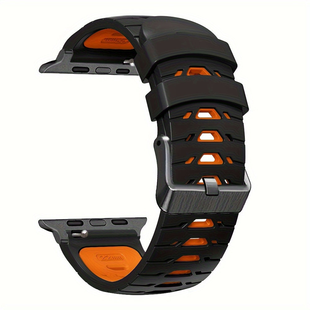 Силиконовый ремешок для Apple Watch с дышащим дизайном - застежка с кнопочным механизмом, без батареи