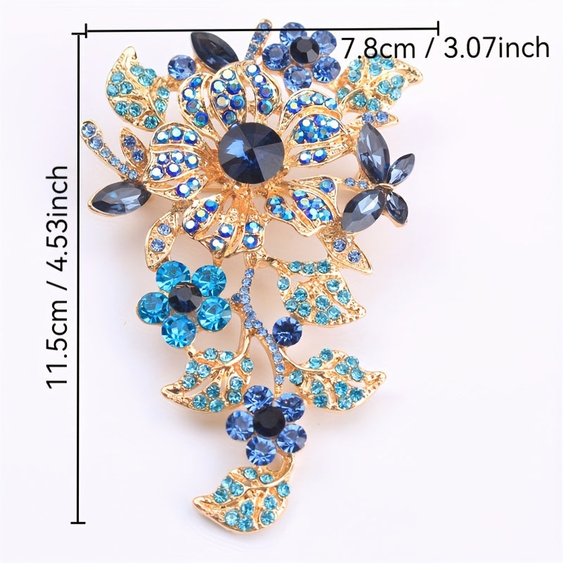 Rhinestone Floral Brooch Faux Flower Pin for Outfits Purses Hats Unconventional Shape