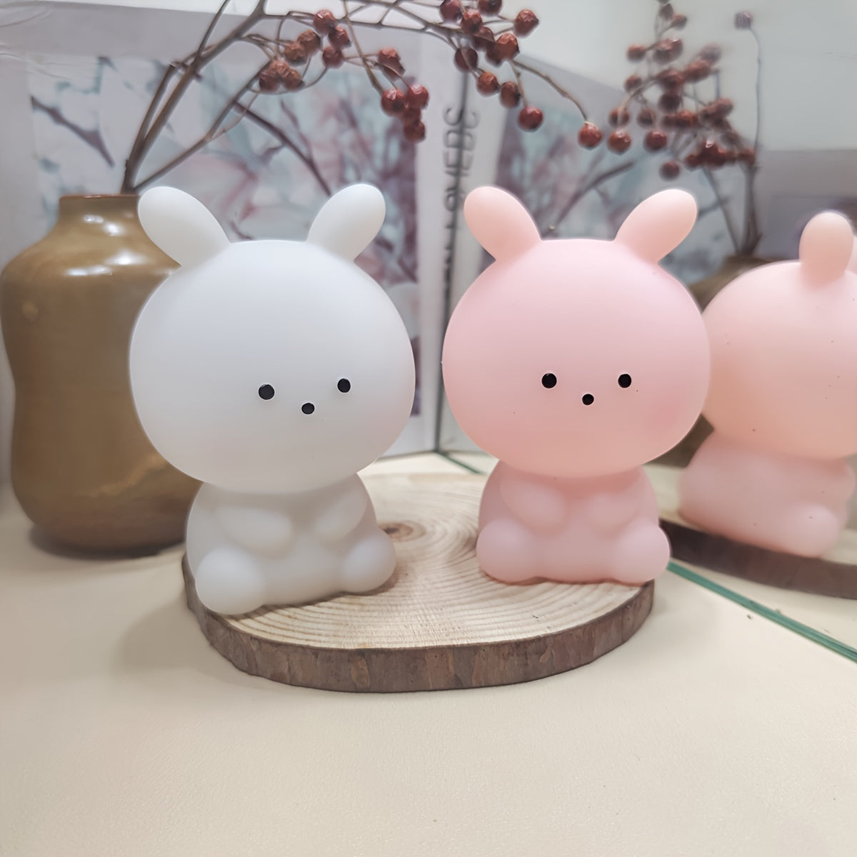 Luz nocturna de conejito de Halloween estilo asiático con control de encendido/apagado para dormitorios, fiestas y regalos