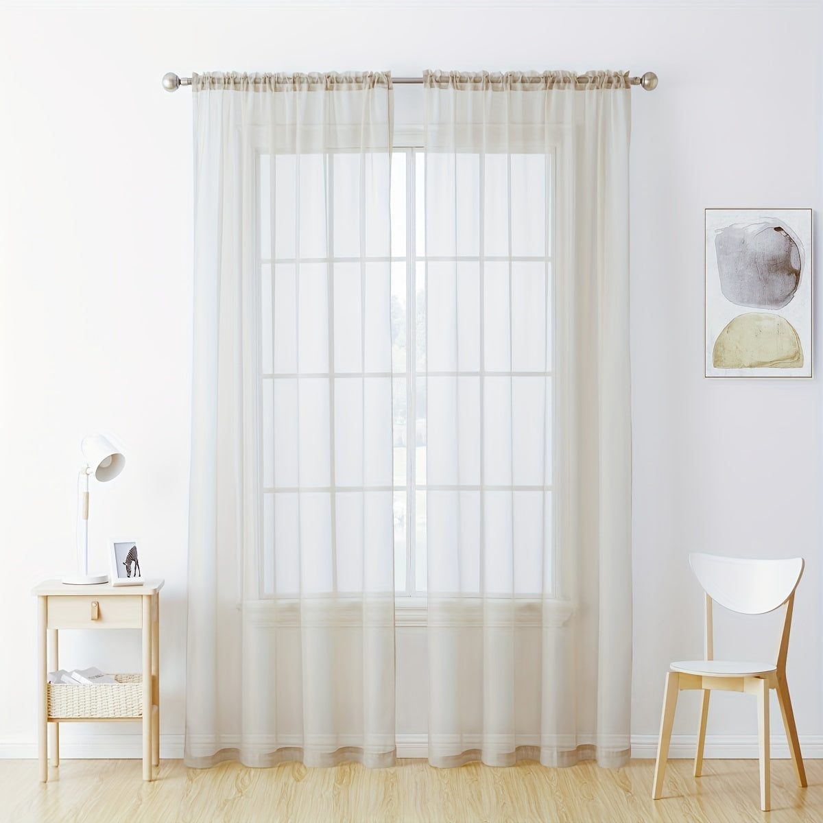Sheer Voile Curtain Panels for Living Room Bedroom Kitchen Semi-Transparent Polyester