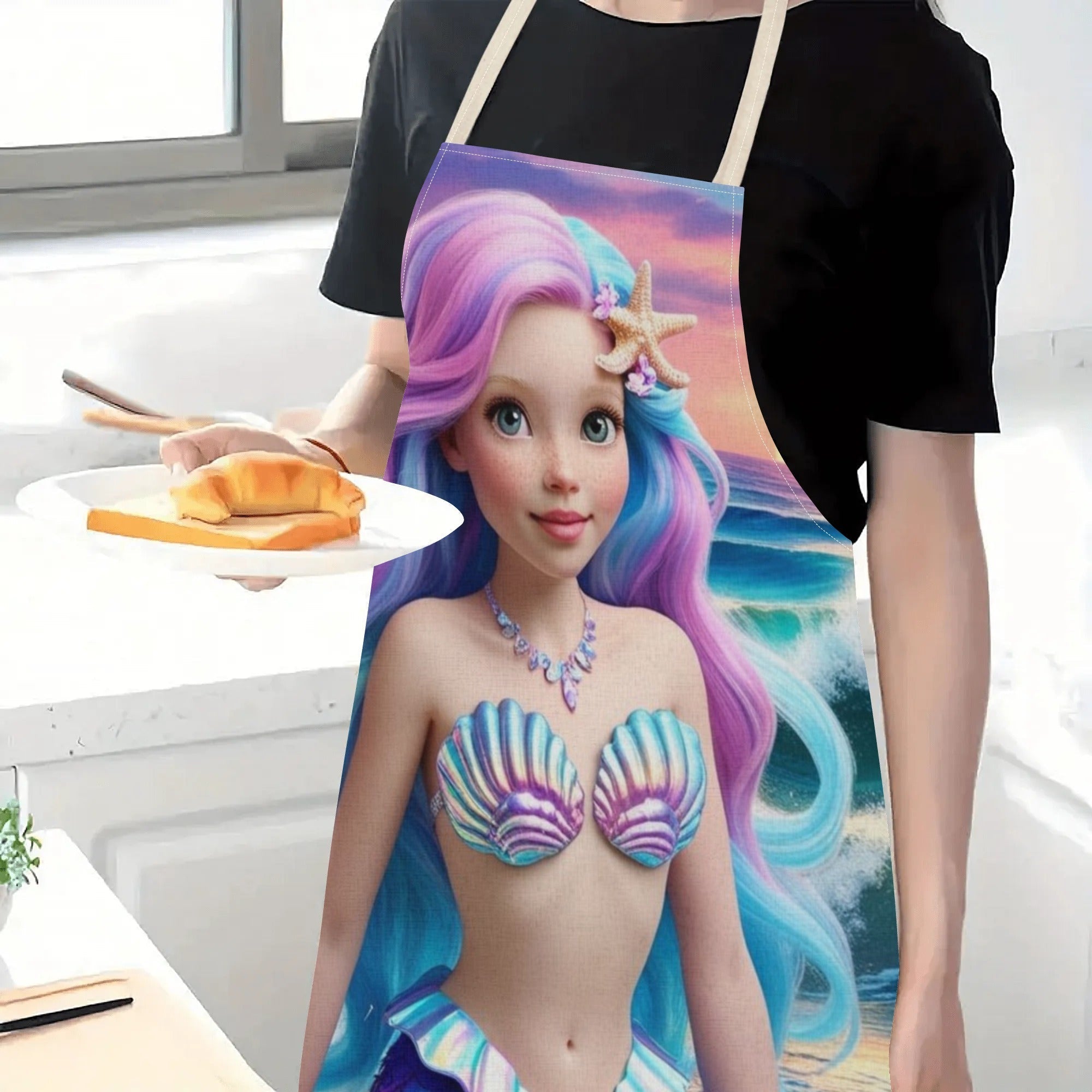 Waterproof Mermaid Apron for Kitchen Cooking Restaurant Hotel Use