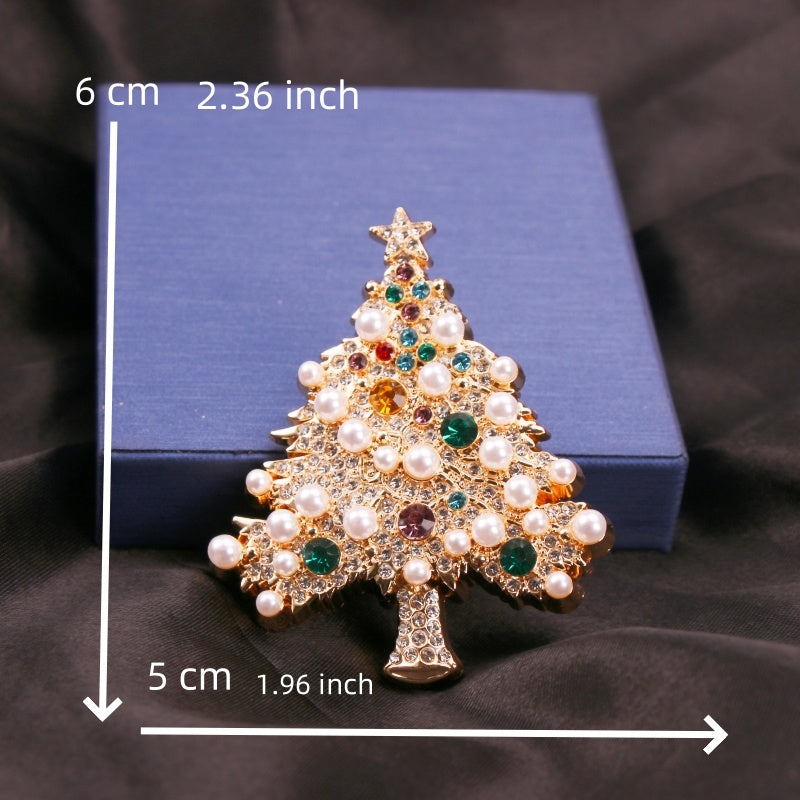 Luxurious Crystal Christmas Tree Brooch for Women and Men Elegant Holiday Jewelry