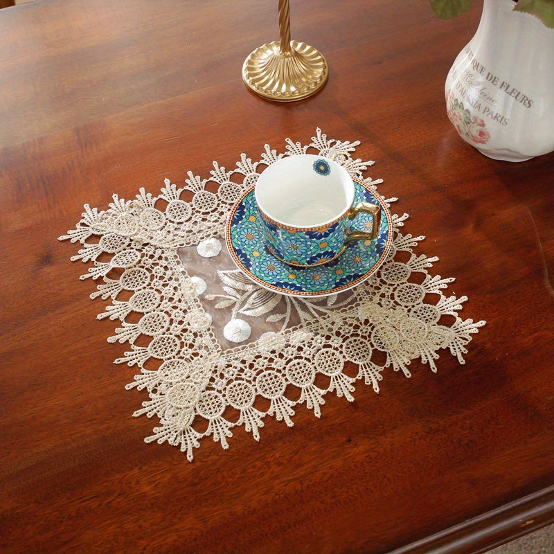 White Embroidered Organza Table Runner for Holiday Wedding Dining Decor