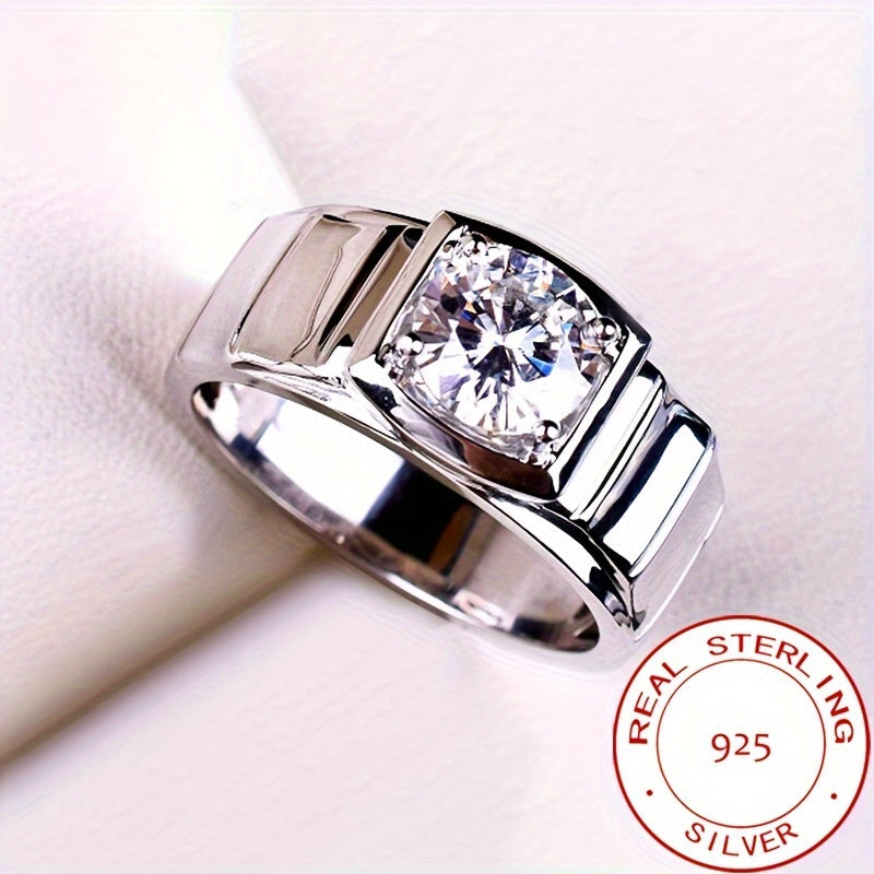 Sterling Silver Ring with Zirconia Inlay Elegant Jewelry for Women
