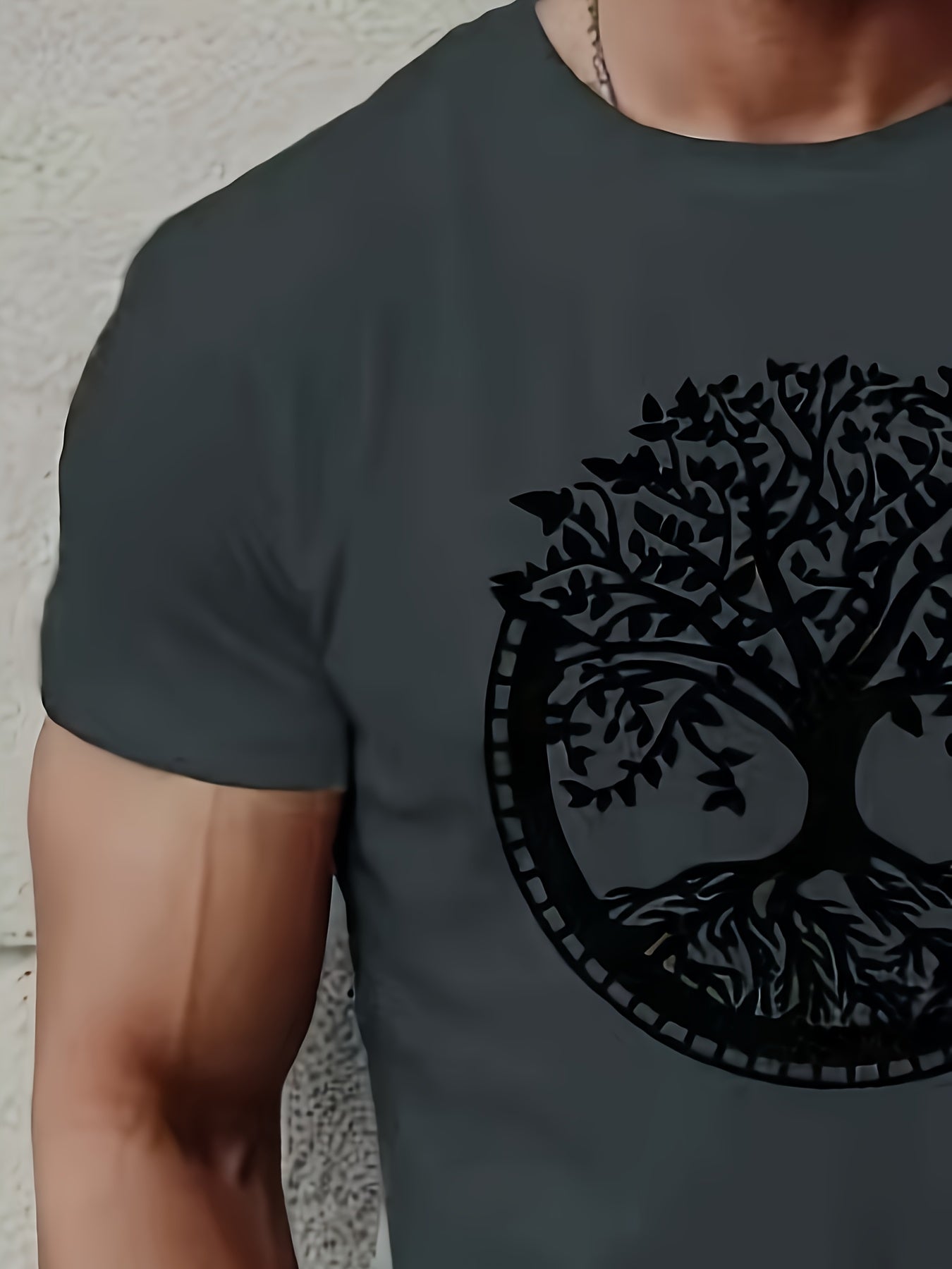 Мужская футболка большого размера с графическим принтом и дизайном Древо жизни, короткий рукав, из полиэстера и хлопка, повседневная