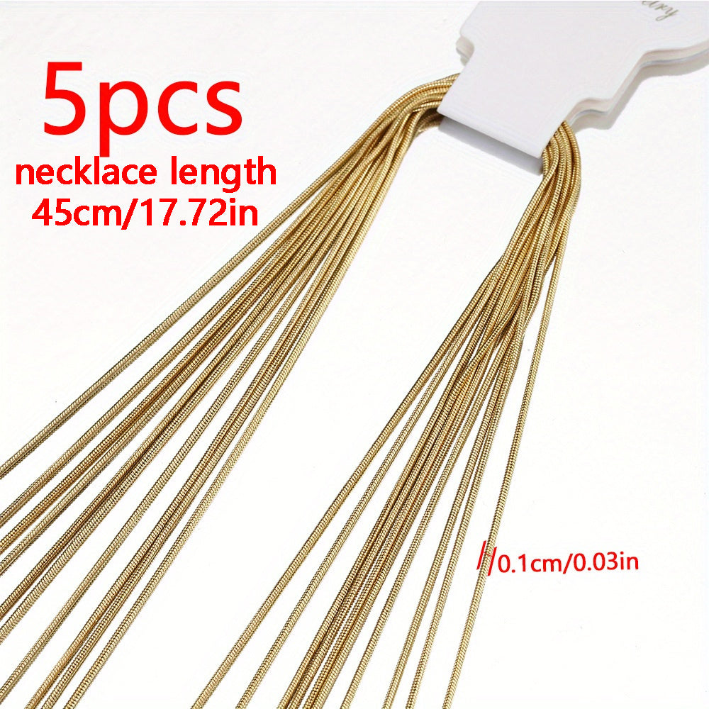 Stainless Steel Snake Chain Necklaces for Men and Women, 5 Pieces