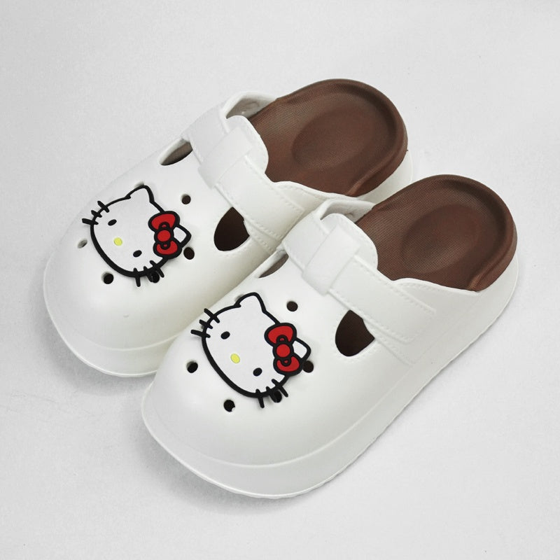 Women'S White EVA Platform Clogs with Red Bow Breathable Beach Shoes