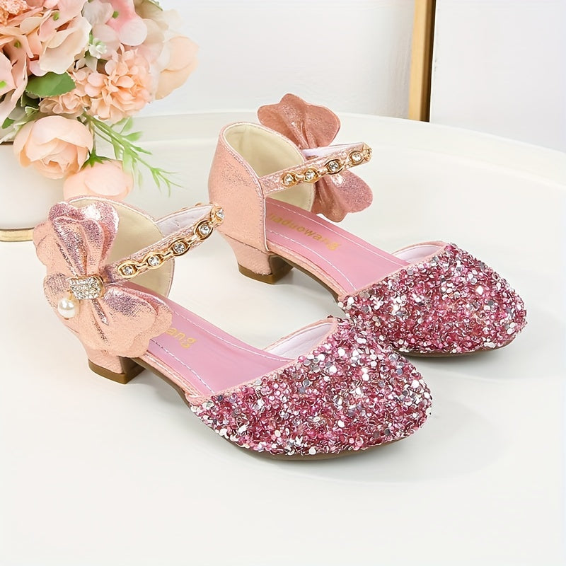Children's Crystal Sandals for Girls Princess Design Spring Summer Breathable Glitter Round Toe Low Top