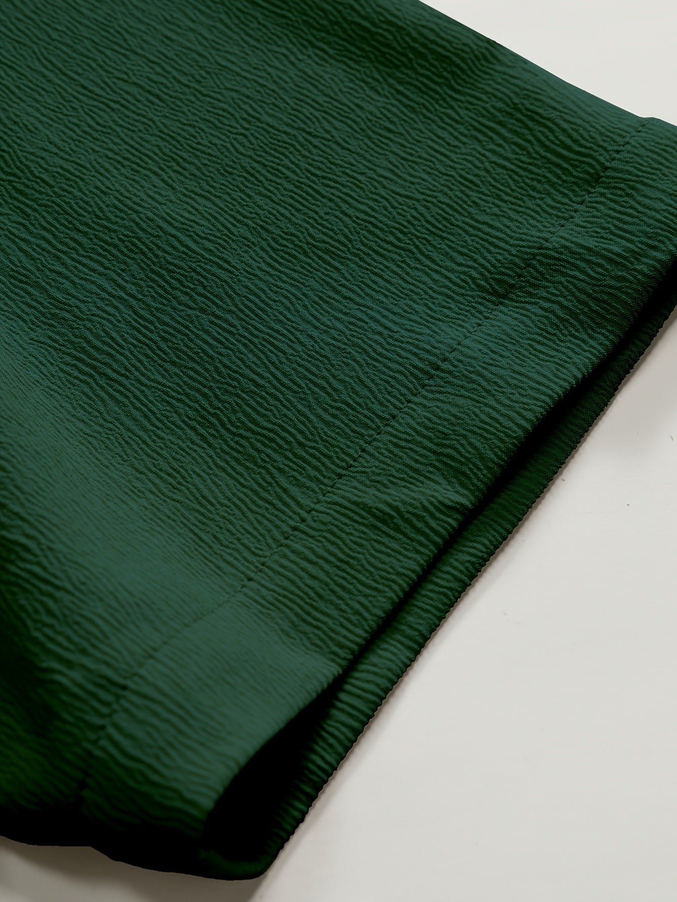 Men's Green Short-Sleeve Woven Cotton Casual Shirt for Summer