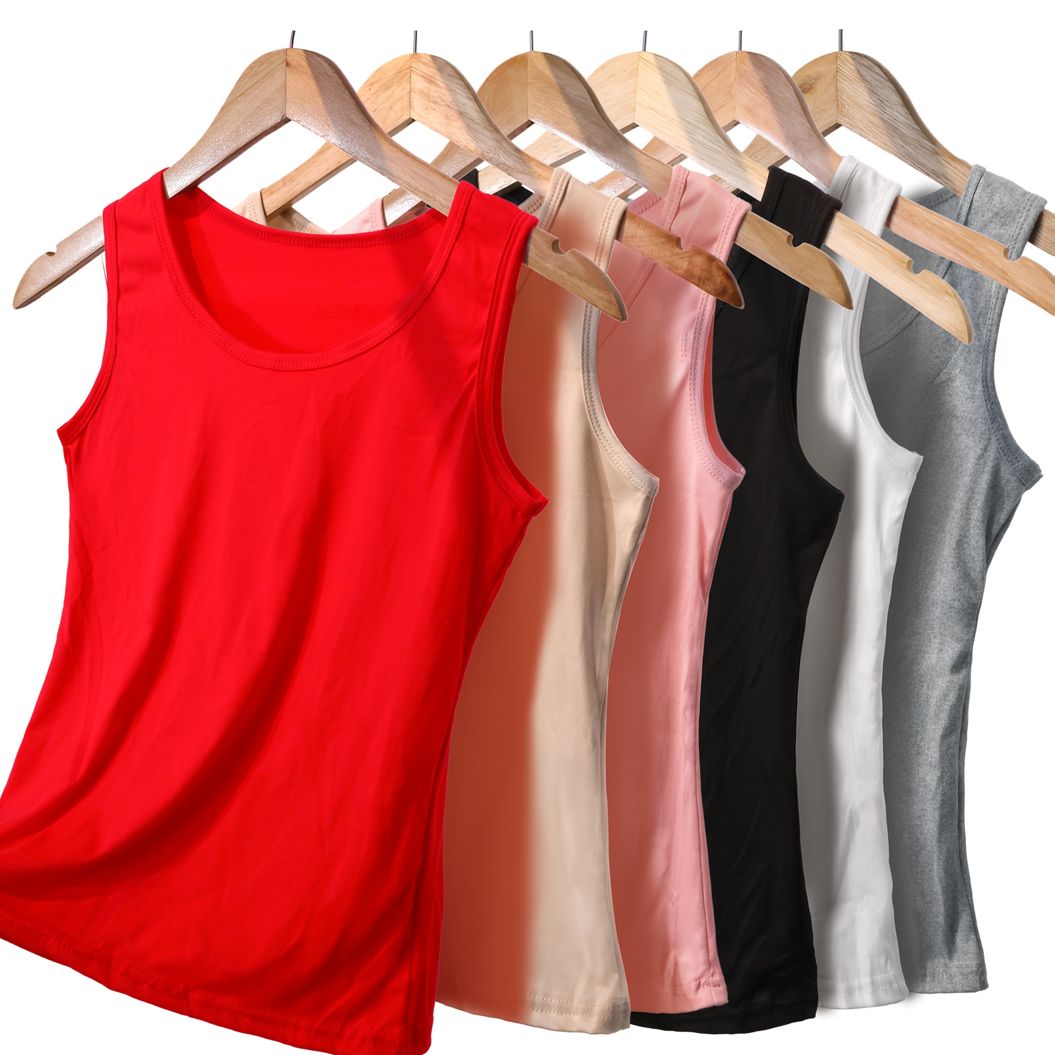Женские майки без рукавов больших размеров, упаковка из 6 штук, универсальные эластичные базовые модели