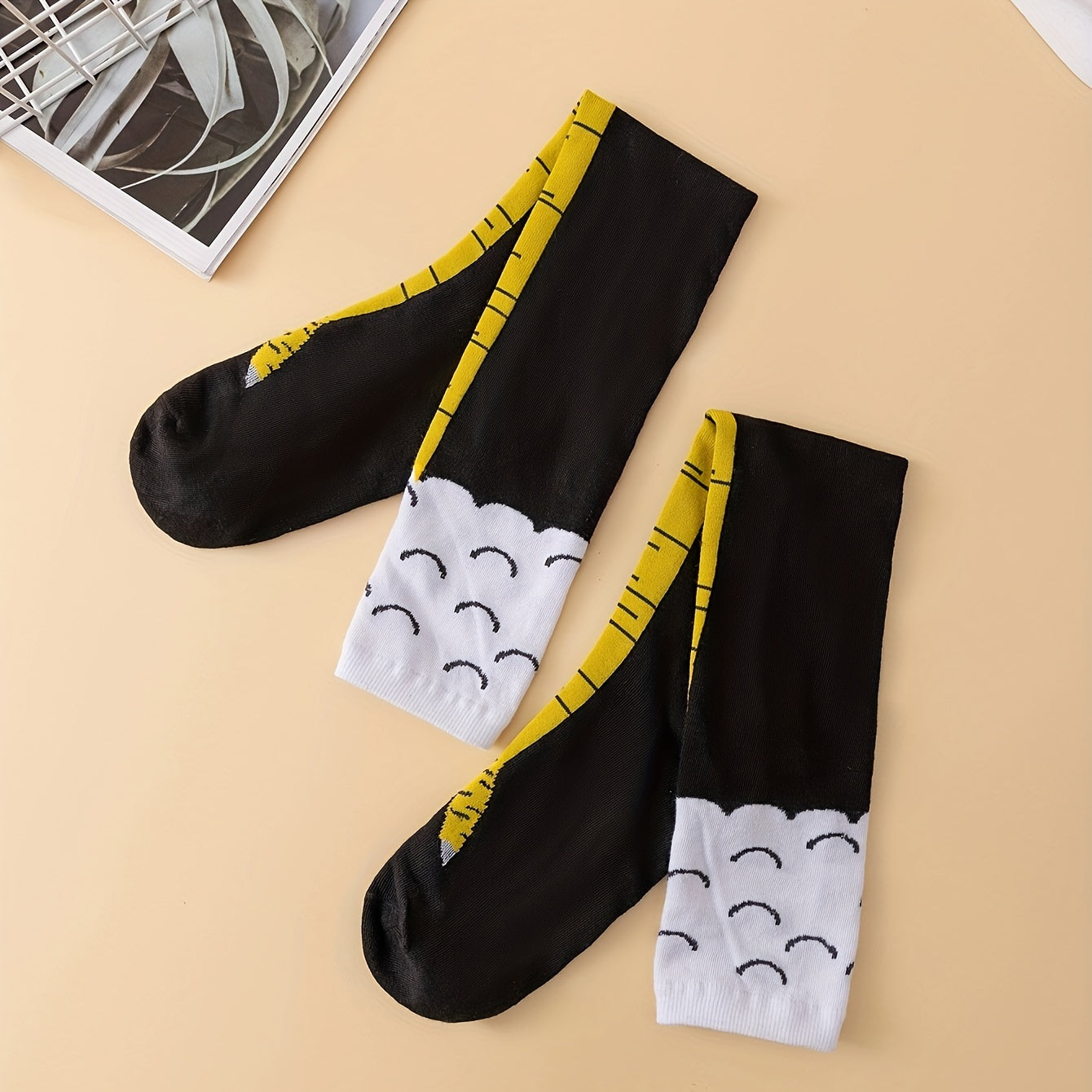 Women's Striped Polyester Chicken Feet Thigh-High Socks for Cosplay