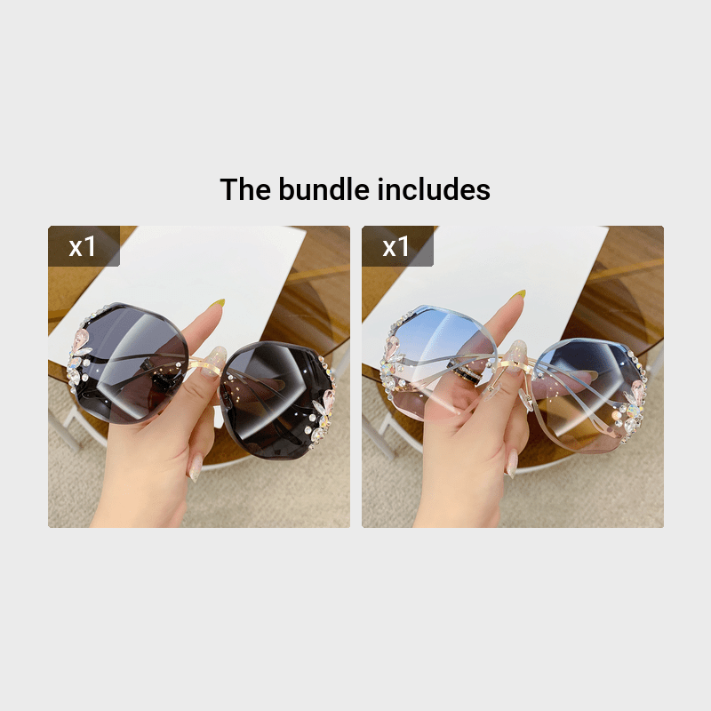 Women's Rhinestone Rimless Glasses Fashion Eyewear for Women