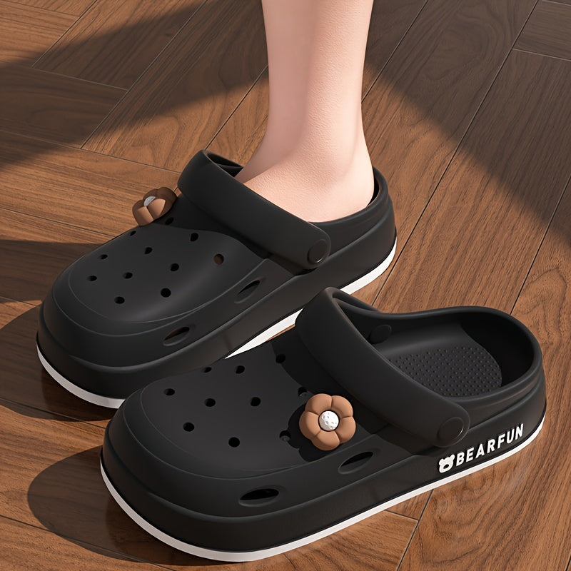 Women's Thick-Soled EVA Clogs with Cartoon Print for Summer Beach Outdoor