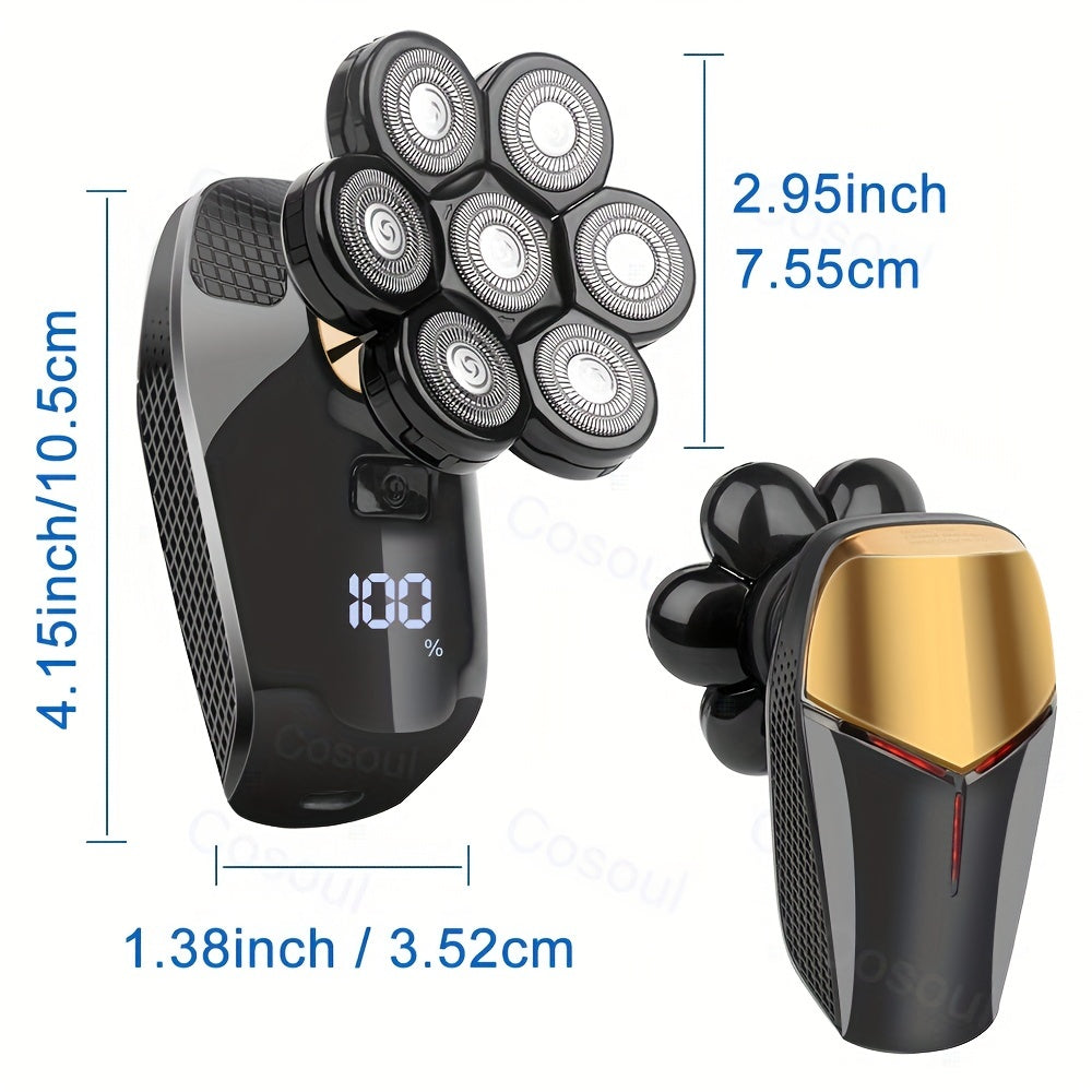 Afeitadora eléctrica para cabeza calva y vello facial 5 en 1 recargable