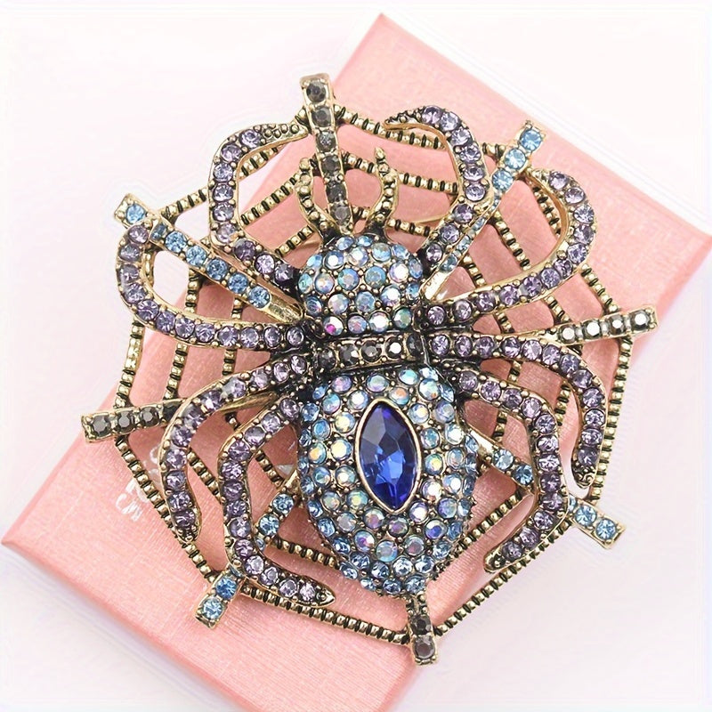 Punk uslubidagi vintage rhinestone to'rgul brosh - kiyimlar uchun hayvon ilhomlangan hasharot pin - jasur moda bayonoti aksessuar