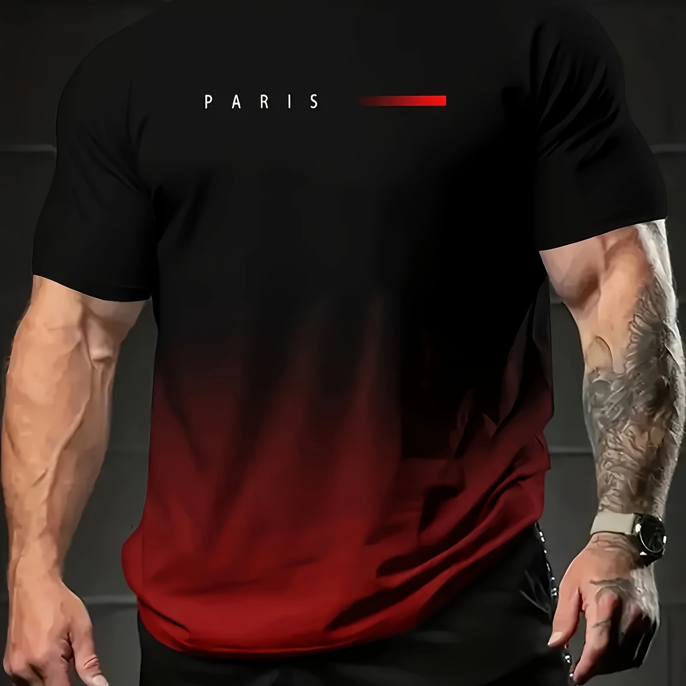 Erkaklar uchun 3D bosilgan sport futbolkasi, gradient rangda, 100% polyesterdan tayyorlangan, yumshoq bo'yinli, oddiy kesim va yozgi to'qima mato. Tasodifiy sport kiyimlari uchun mukammal, silliq tuzilishga ega va