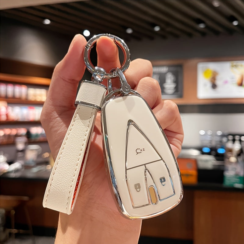 Car Key Cover Case for SUV TPU Leather Key Shell with Key Chain
