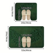 2-Piece Plush Memory Foam Bathroom Mats Non-Slip Absorbent Fern Leaf Design