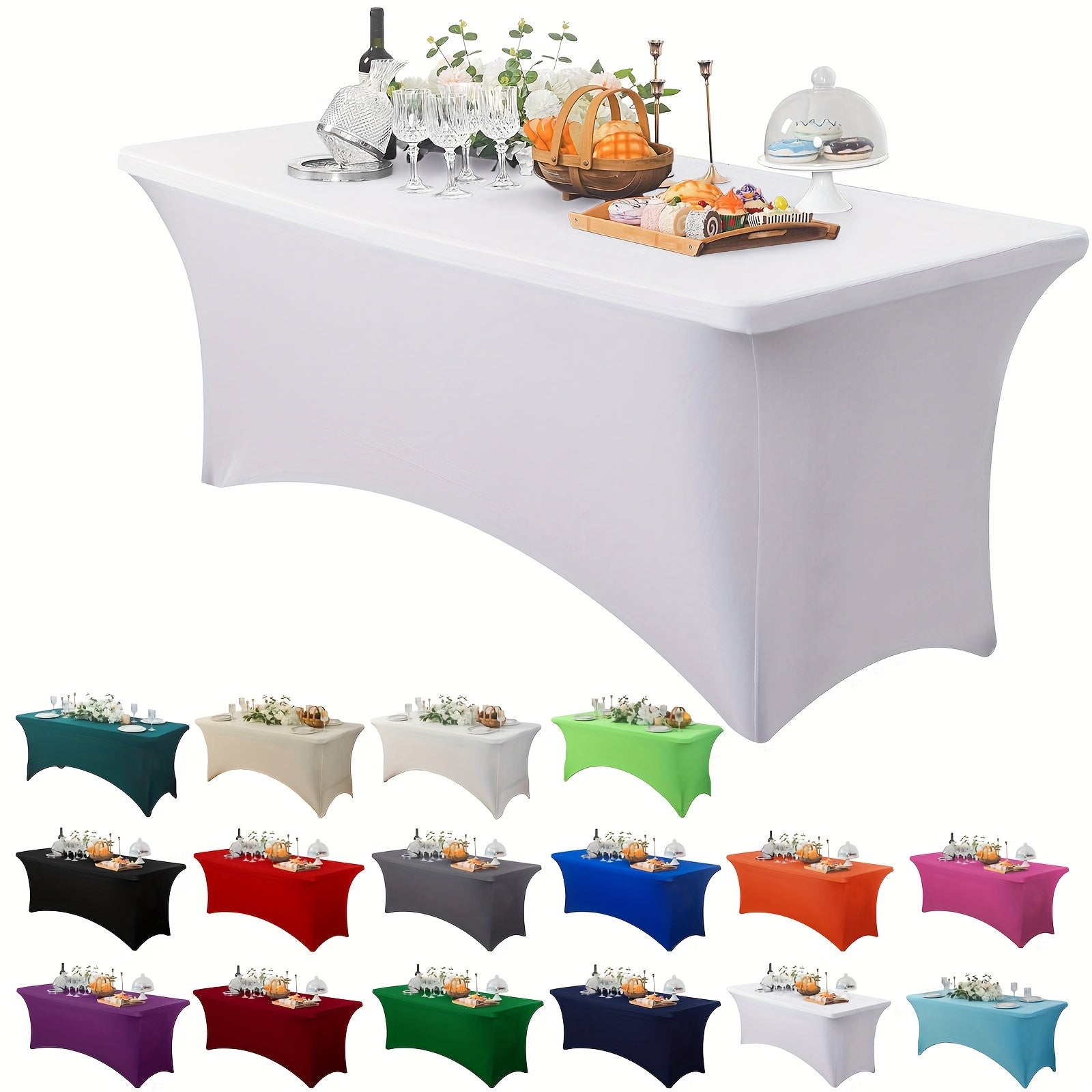 Stretch Spandex Tablecloth for Weddings Parties and Events Durable Polyester Blend Mixed Color