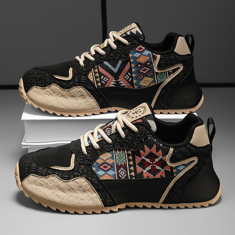 Men's Casual Lace-Up Sneakers All-Season PU Fabric Solid Color Low Top