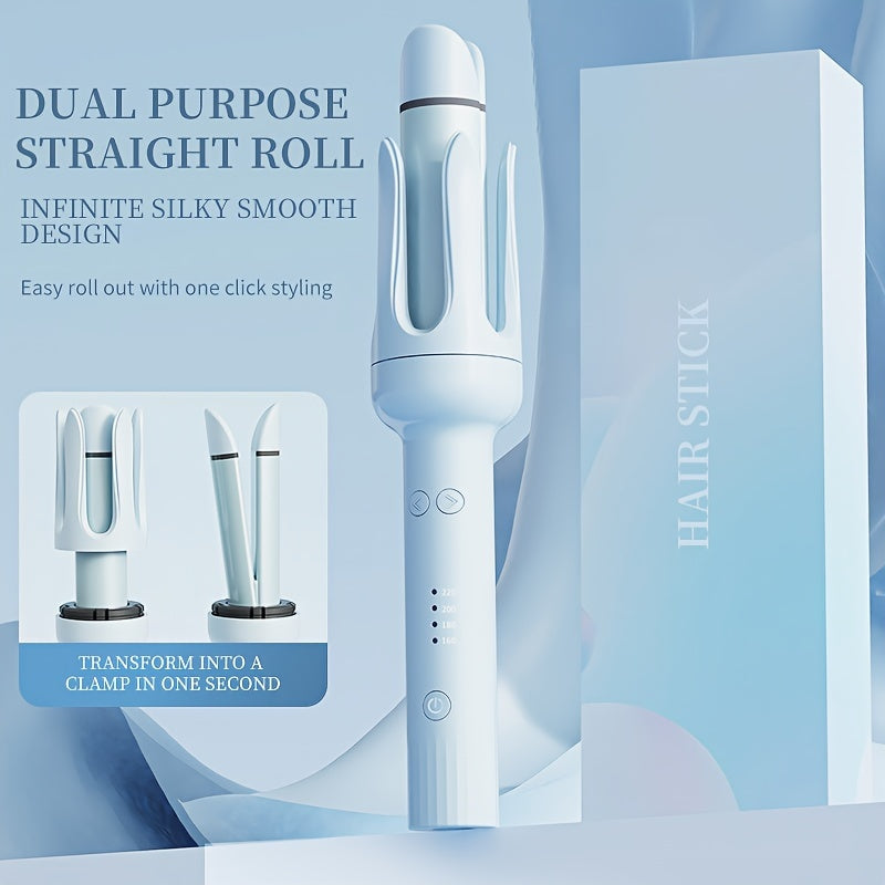 2-in-1 Automatic Hair Curler Straightener Negative Ion Smart Timer Auto Shut-off No Tangle