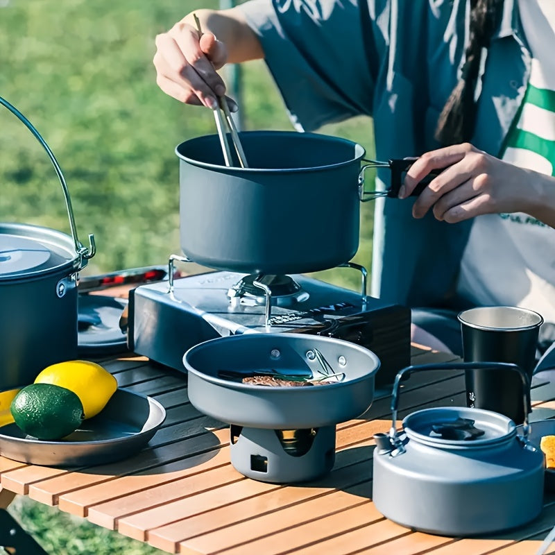 Outdoor Camping Cookware Set 8-Piece Aluminum Pots and Pans with Accessories