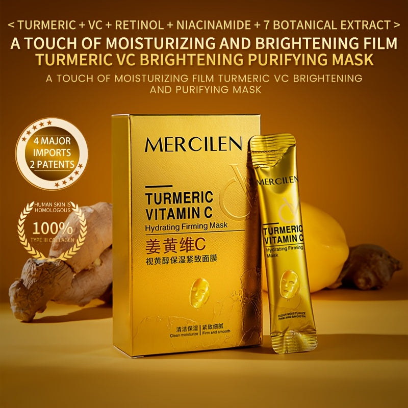 Travel-Friendly Face Mask with Turmeric Vitamin C Retinol Collagen for Deep Cleansing Moisturizing and Firming Skin