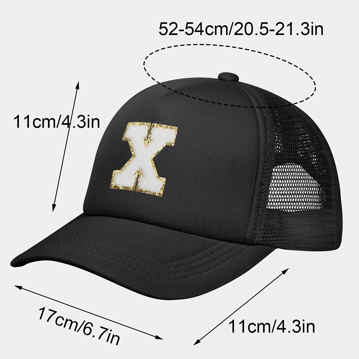 Children's Alphabet Baseball Cap and Shoulder Bag Set for Kids 3-14 Polyester Black