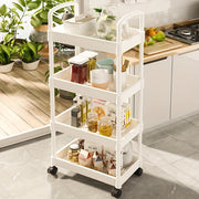 Durable Plastic Rolling Storage Cart with Wheels for Kitchen Bedroom Office