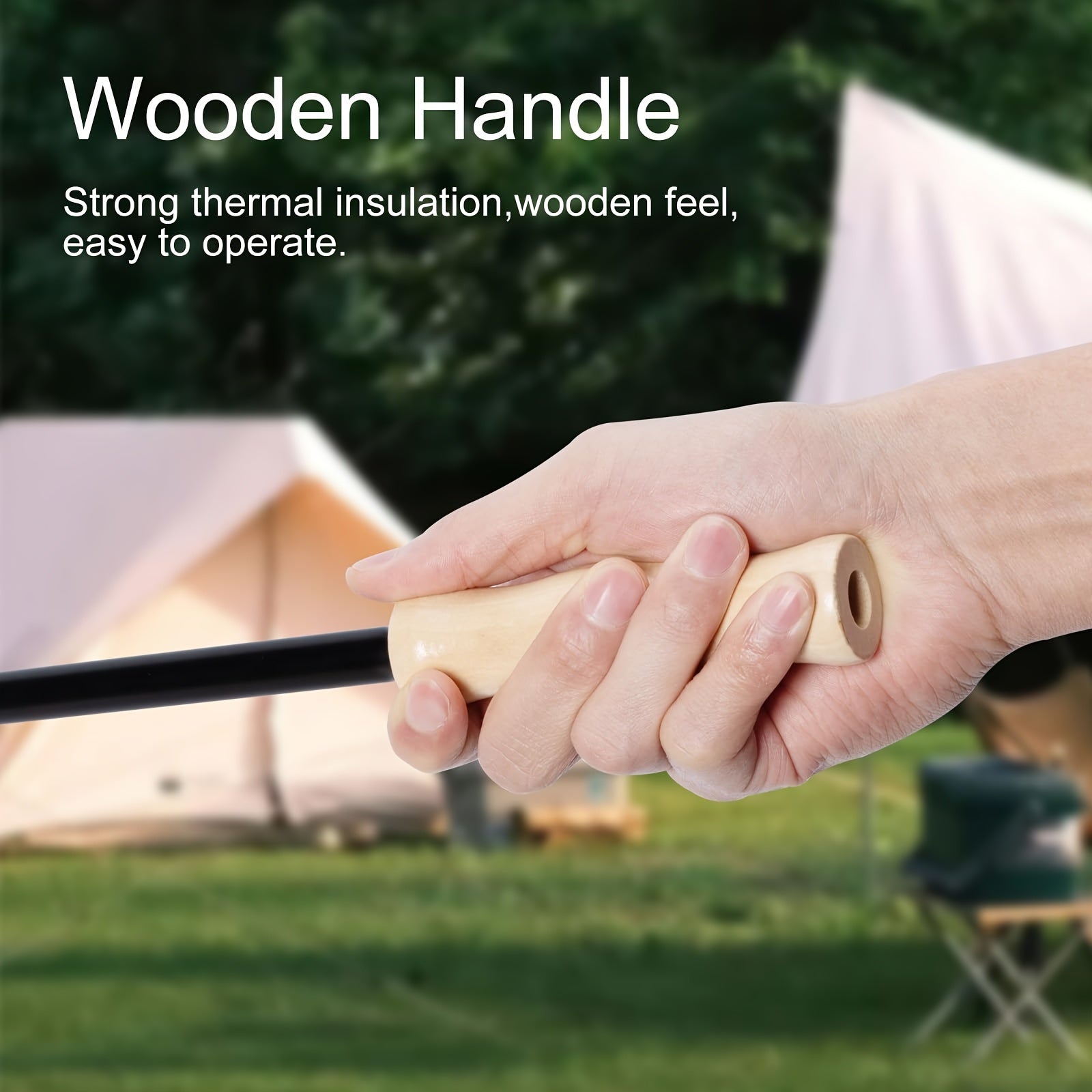 39-Inch Fire Poker with Wooden Handle for Fire Pits and Campfires