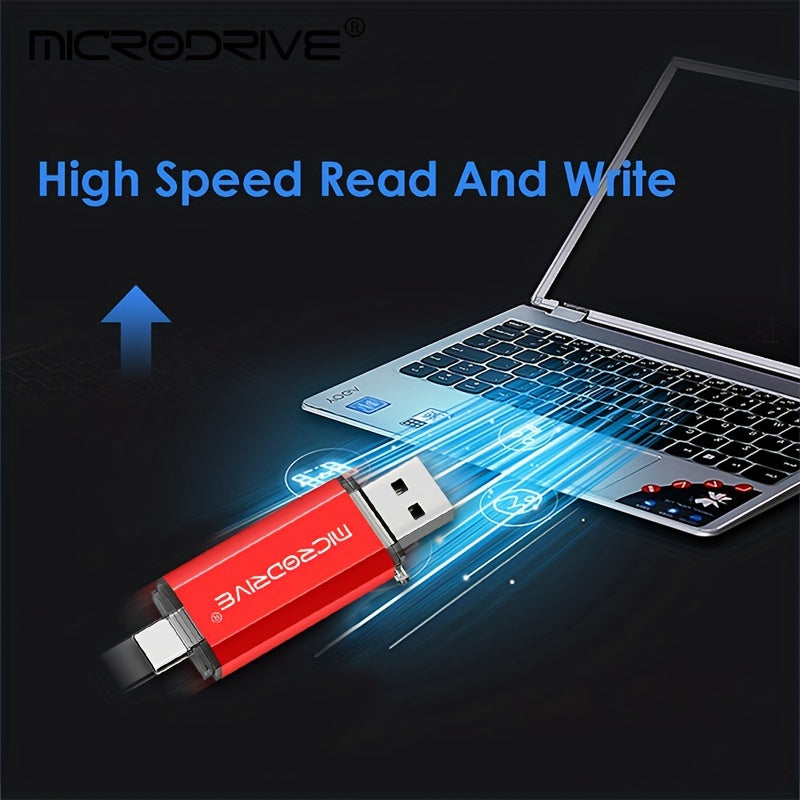 32GB, 64GB va 128GB o'lchamlarida mavjud bo'lgan yuqori tezlikdagi USB Type-C Microdrive.