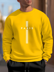 Men's Polyester Crew Neck Sweatshirt with Letter Print for Outdoor Sports in Spring and Autumn