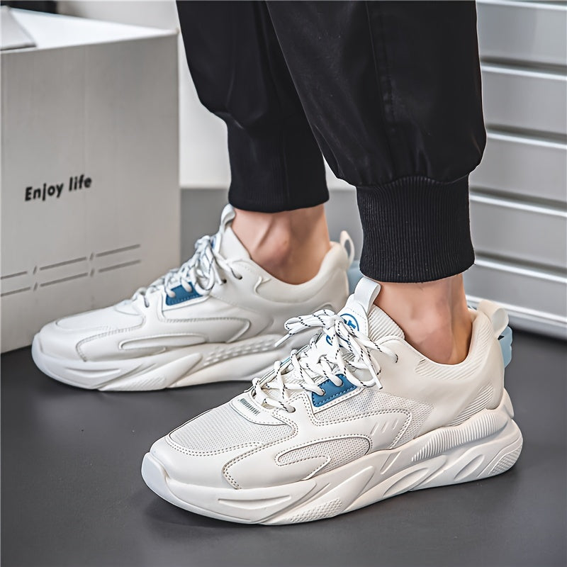 Men's Low Top Running Shoes with Shock Absorption and Color Matching Laces