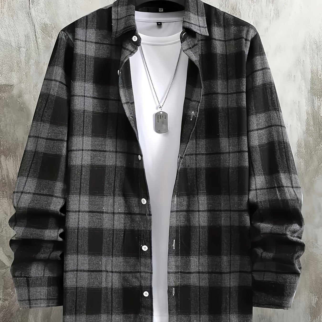 Erkaklar uchun tasodifiy tekis to'qimalar, katta o'lchamdagi uzun qo'lqonli tugmachali ko'ylak, kundalik kiyim va biznes kiyimlari uchun.