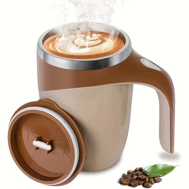 Battery Powered Magnetic Stirring Mug Plastic Travel Coffee Cup With Temperature Display