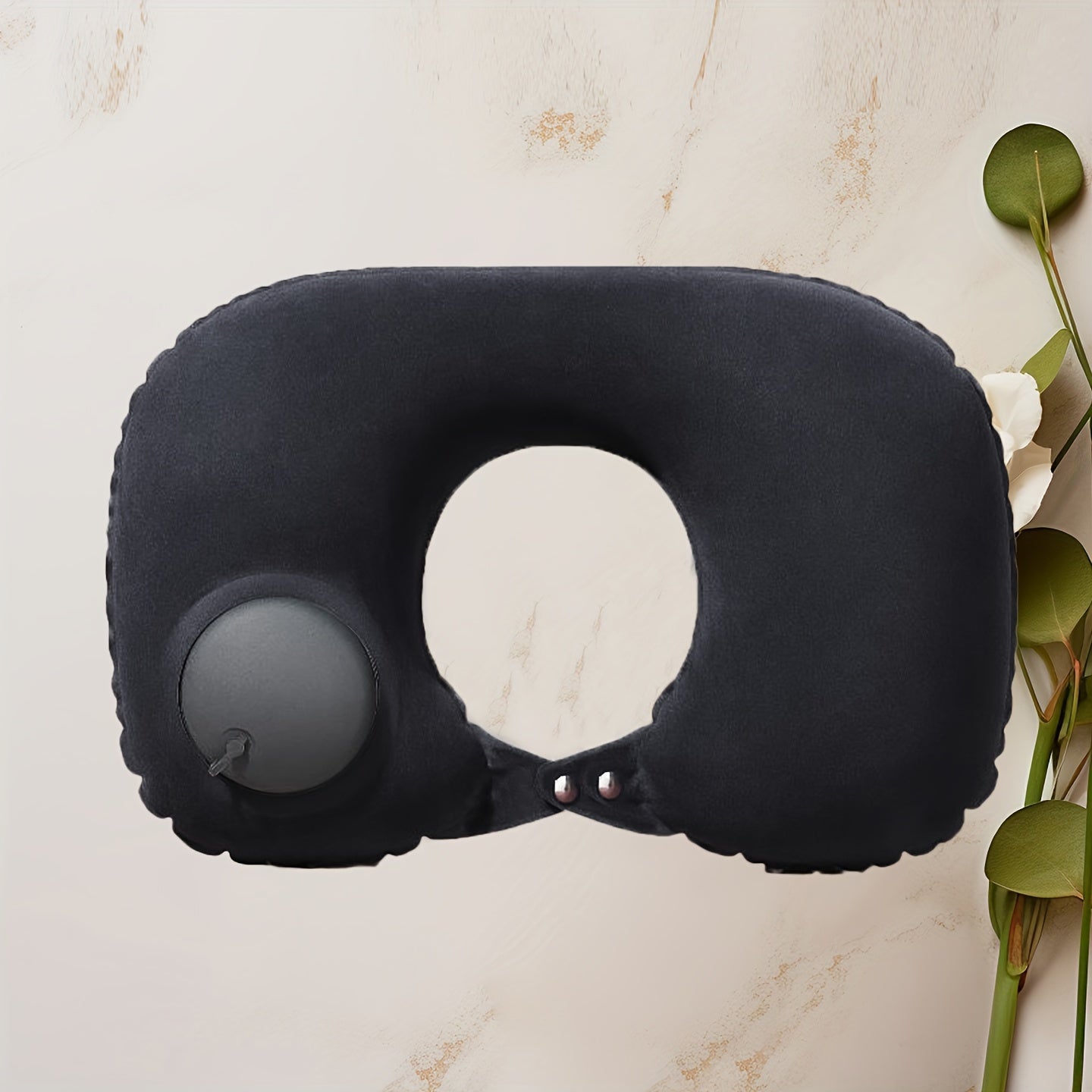 Grey Travel Inflatable U-Shaped Neck Pillow with Adjustable Air Pressure for Travel and Car