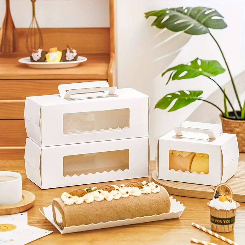 Упаковка из 5/10 коробок для упаковки рулетов для торта с прозрачным окошком, идеально подходит для мусса для рулетов для торта, выпечки ручным способом, а также для упаковки подарков на день рождения и праздники