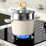 Cazo antiadherente de 22.1cm con vaporera, 5L, verde, compatible con inducción