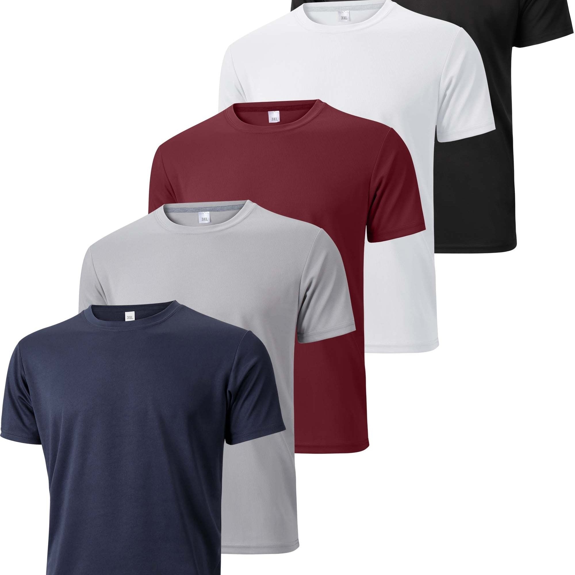 Plus Size Men's 5-Pack Sports Casual Quick Dry Breathable Running T-Shirts