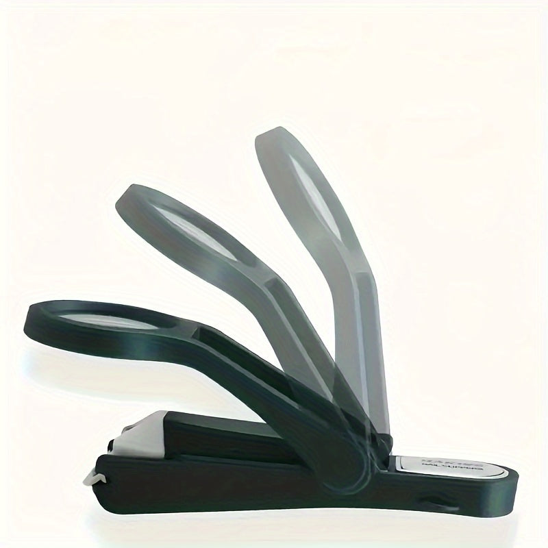Stainless Steel Nail Clippers with Magnifying Glass and Rubber Handle for All Ages