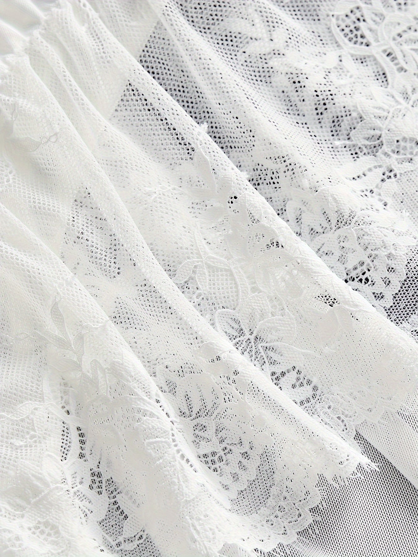 Women's Floral Lace Lingerie Set with Ruffle Bodysuit Sleeves and Leg Rings