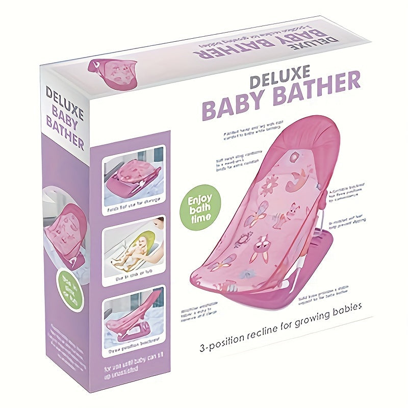 Cama de baño para bebé plegable con soporte para la columna, antideslizante, segura para el baño de recién nacidos