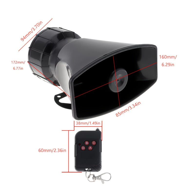 12V Wireless Car Horn with Multi-Tone Siren Matte Finish for Trucks Cars Motorcycles Boats