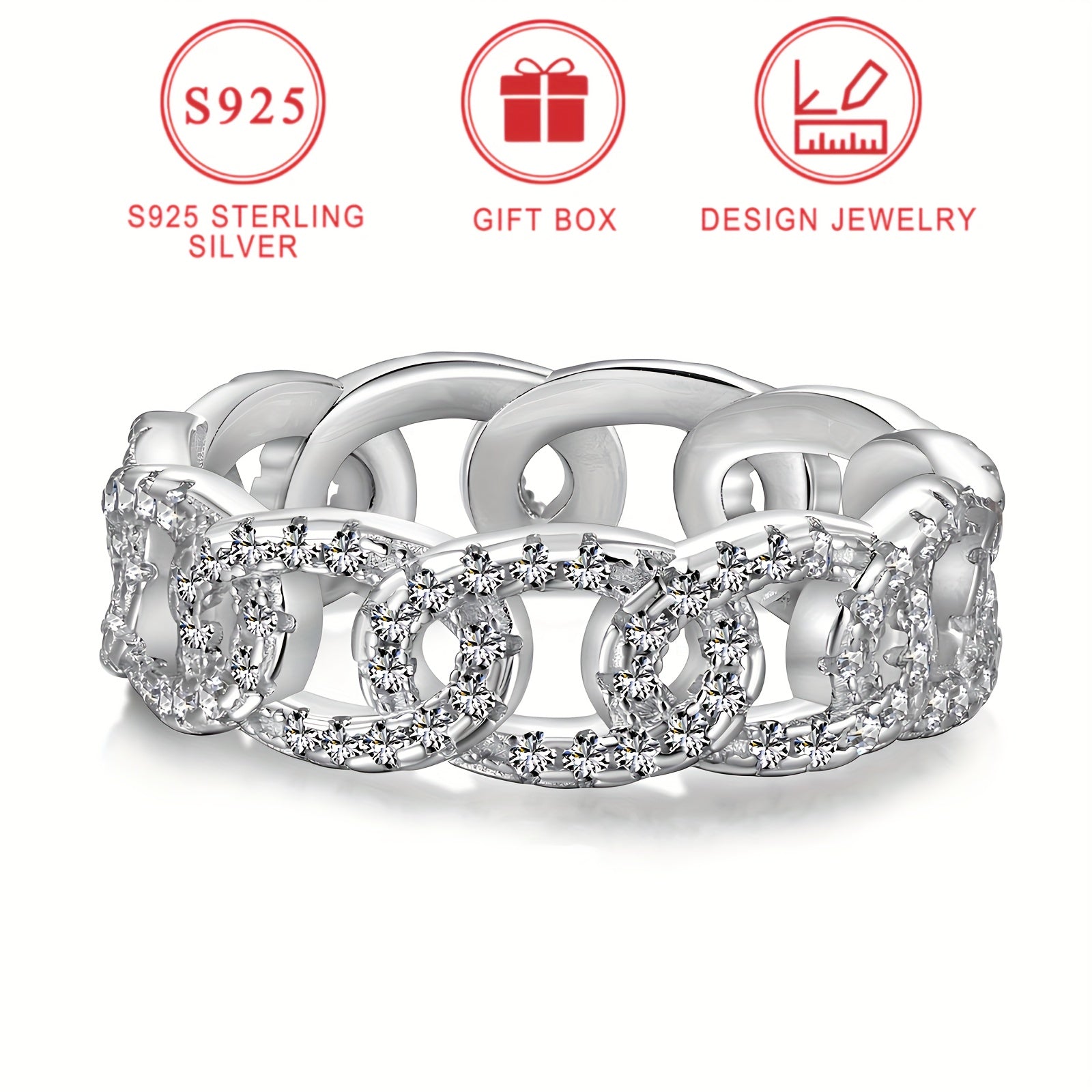 925 Sterling Silver dan yasalgan ajoyib keng halqa, porloq kubik zirkoniya bilan - har kuni kiyish yoki sovg'a berish uchun ideal, nafis sovg'a qutisi bilan birga keladi, mukammal zargarlik sovg'asi.