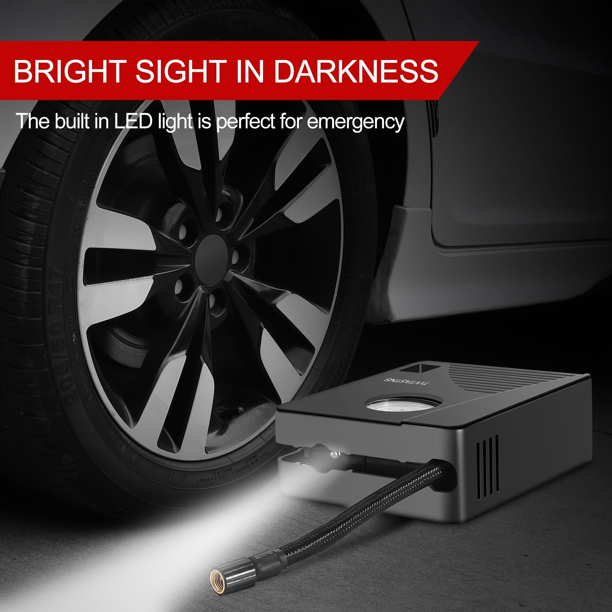 Portable Car Tire Inflator Compressor 12V DC With LED Light for Car Bikes