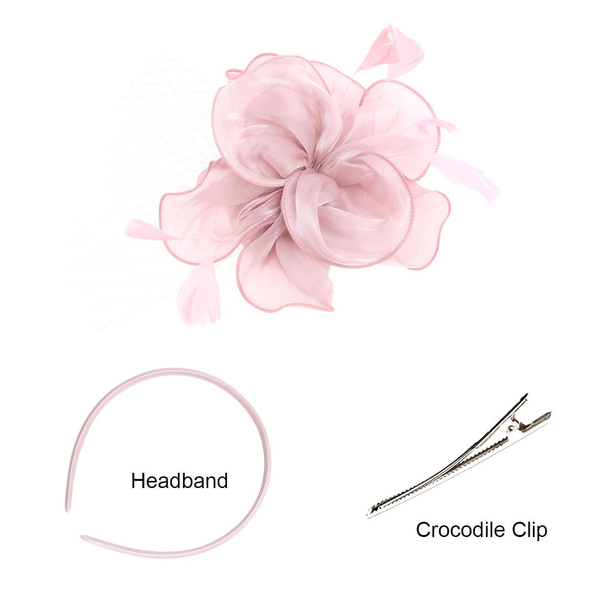 Women's Fascinator Hat with Flower Mesh Feathers Hair Clip for Wedding Tea Party