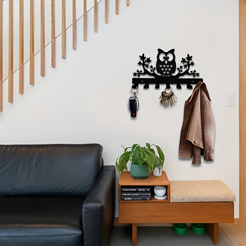 Porta llaves de metal Modern Owl con 7 ganchos para la organización de la entrada